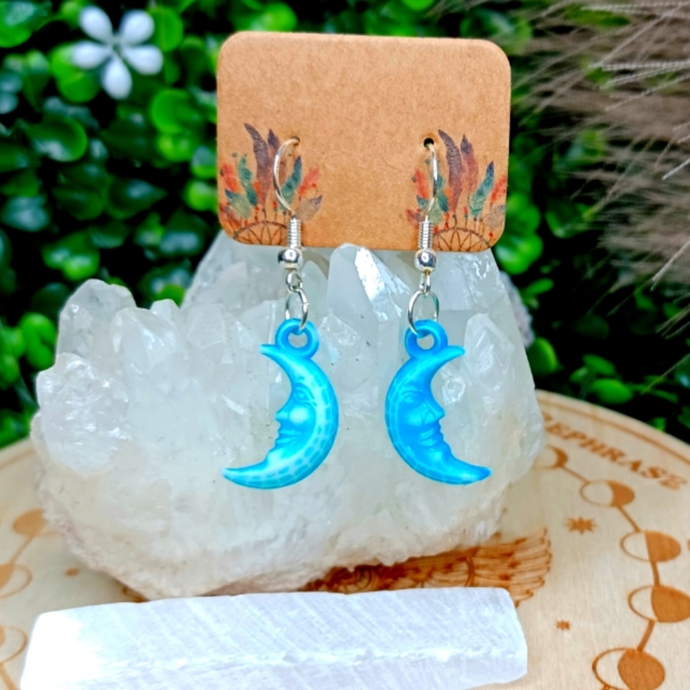 Blue Moon Earrings 925 Silver Hooks